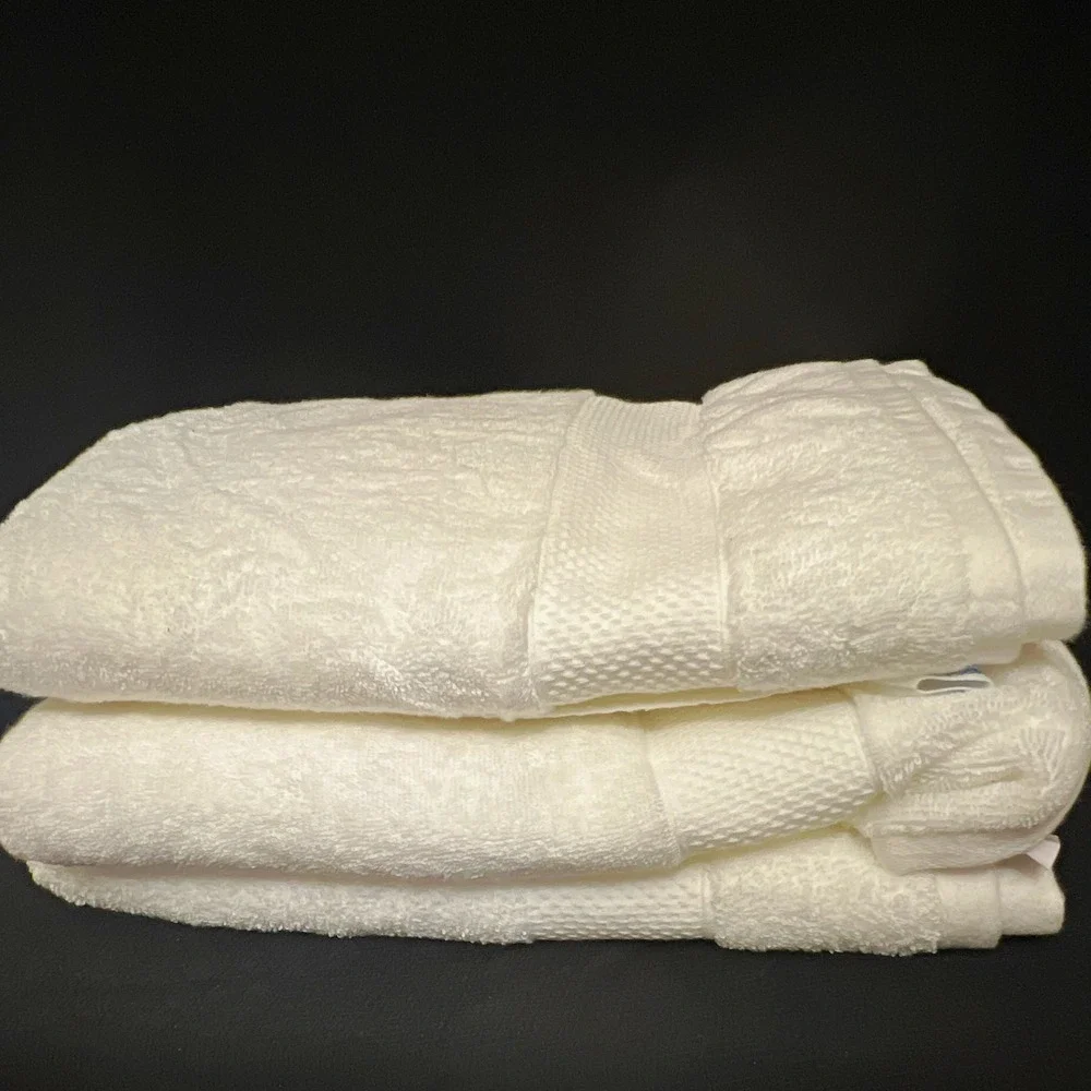 Therapedic White Bath Towel Cotton/Rayon Bamboo 30 x 56 Set of 3 Super Soft